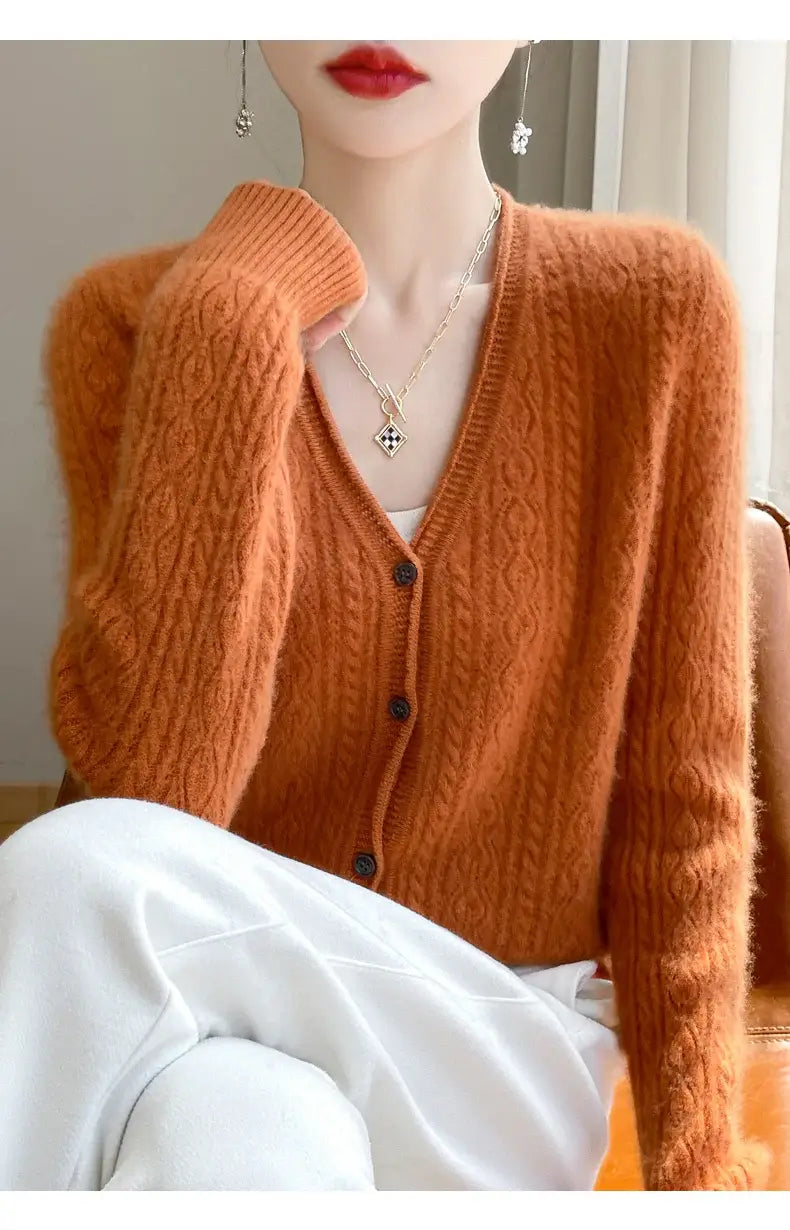 Women Merino Wool Cashmere Cardigan