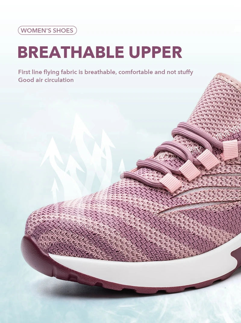 Women Safety Shoes Pink Steel Toe Sneakers