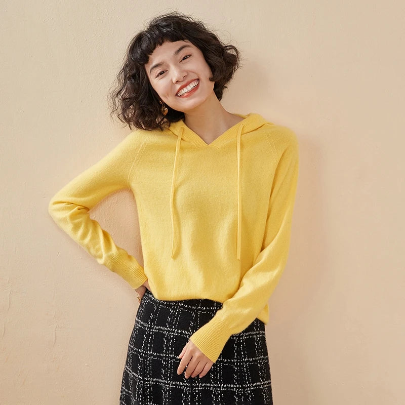 Women's 100% Cashmere Hooded Sweater