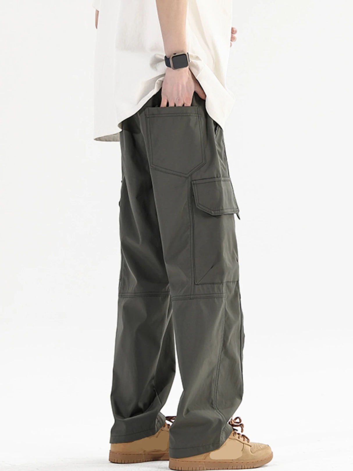 Men Oversize Black Cargo Pants