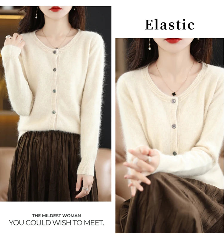 Women's Mink Cashmere Knit Cardigan