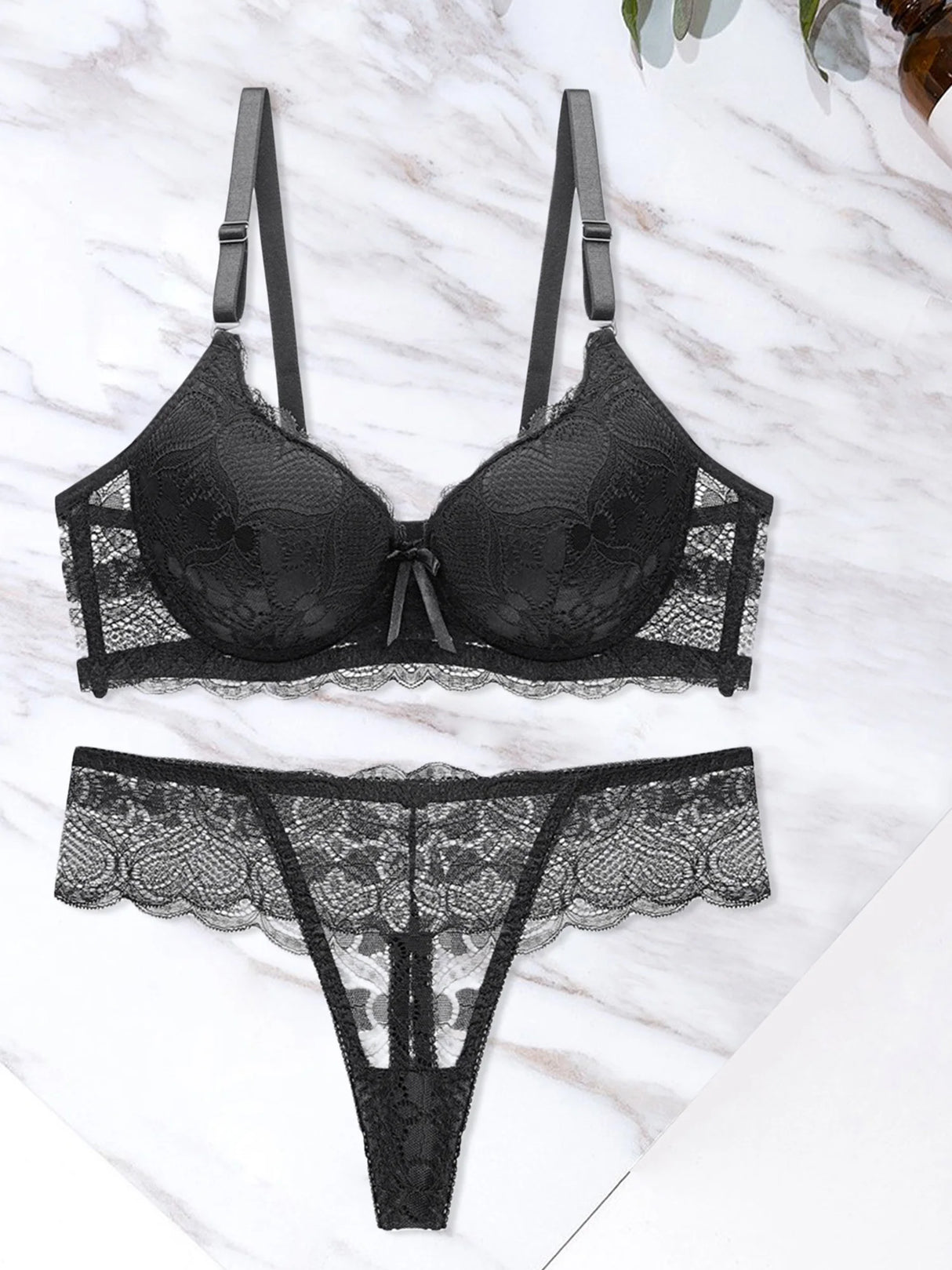 Women Floral Lace Garter Set