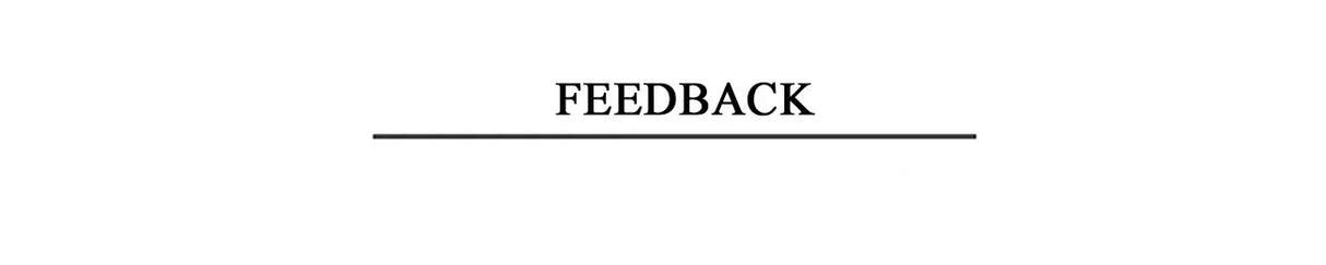 Feedback section title on a plain white background with decorative line underneath.