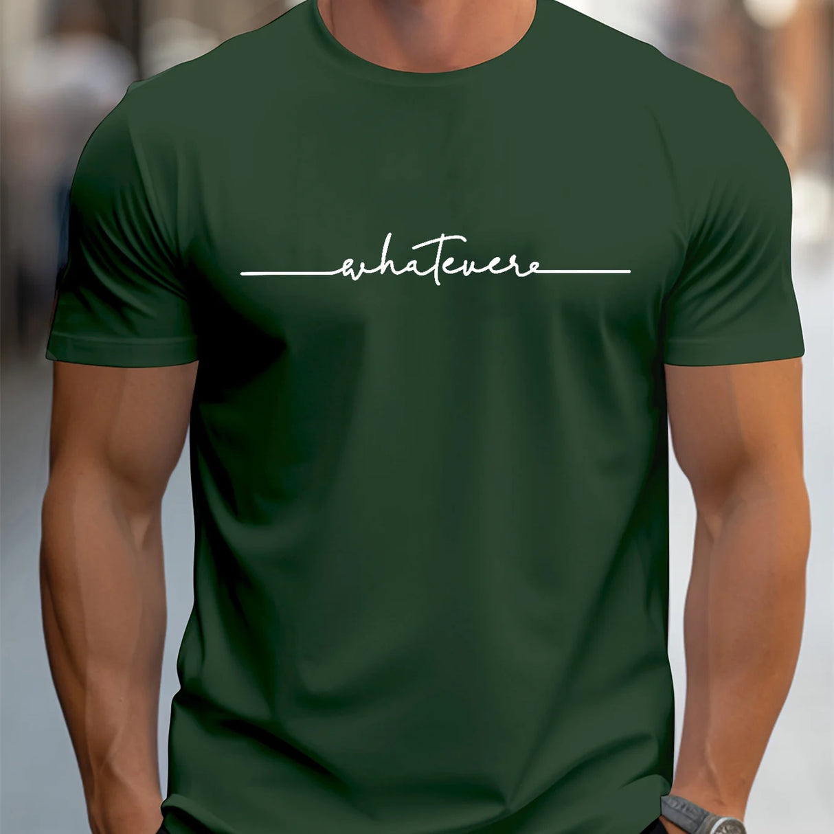 Men Letter Print Cotton Tee