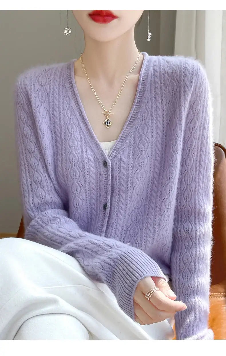 Women Merino Wool Cashmere Cardigan