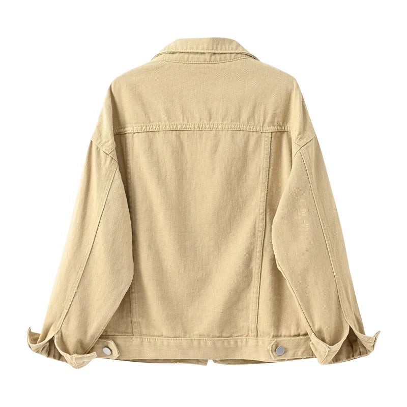 Women’s Pure Color Lapel Denim Jacket