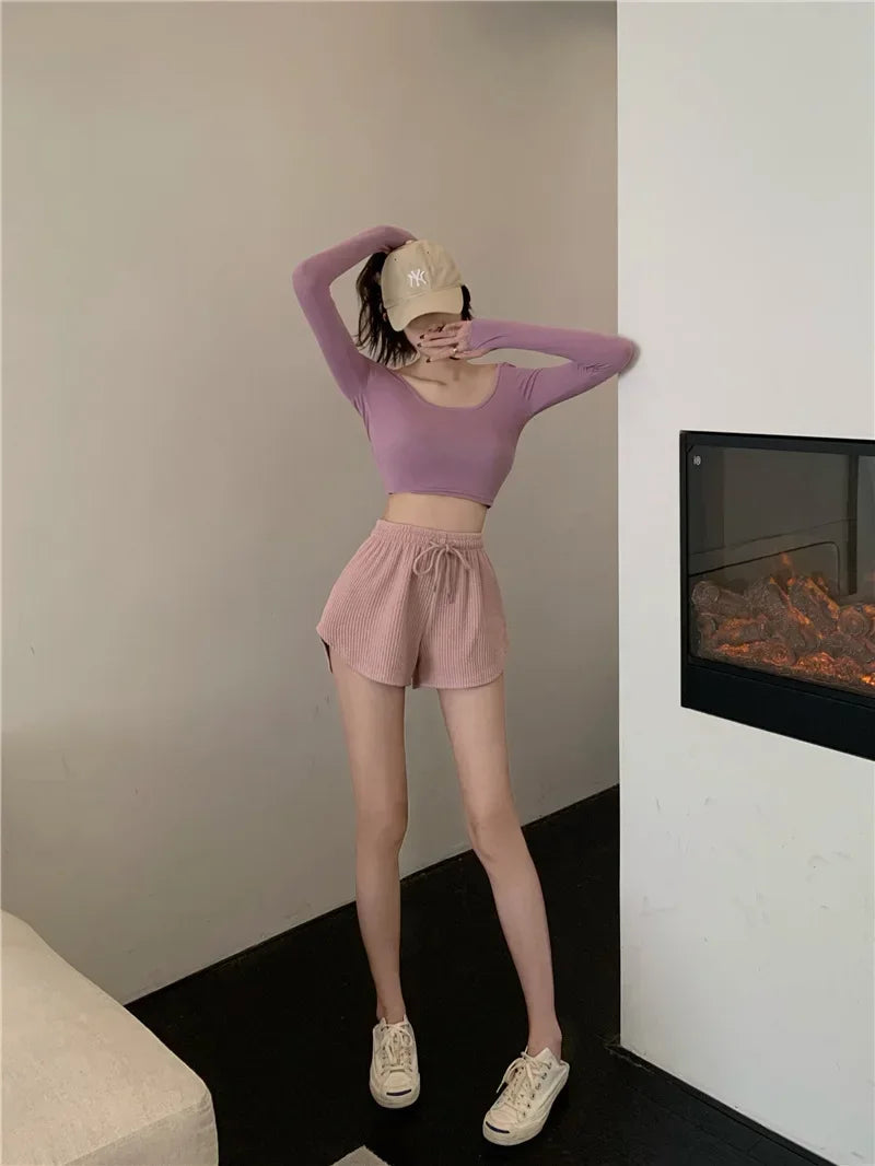 Women Loose Wide Leg Sports Shorts