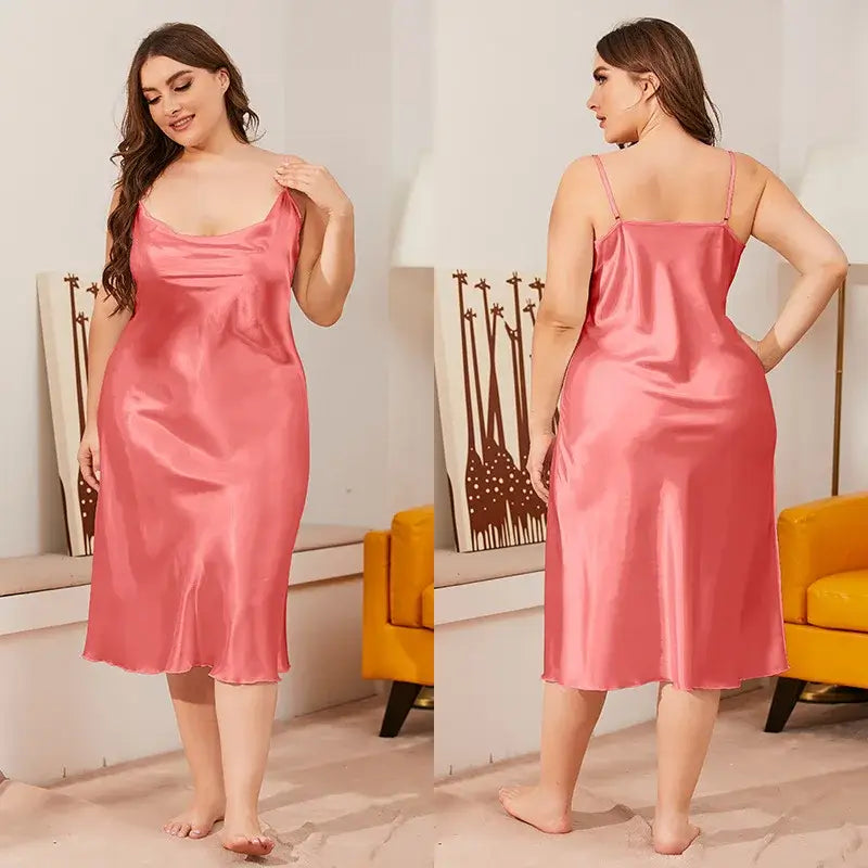 Women Satin Chemise Nightdress Plus Size Sleepwear