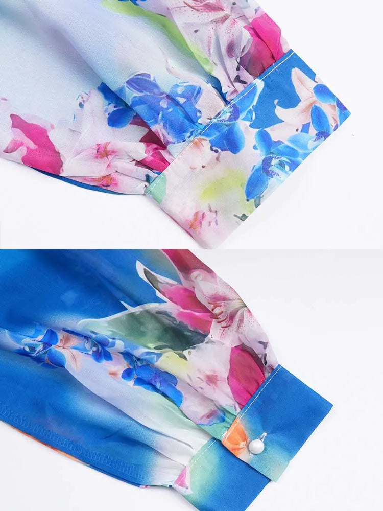 Women V-Neck Chiffon Print Dress