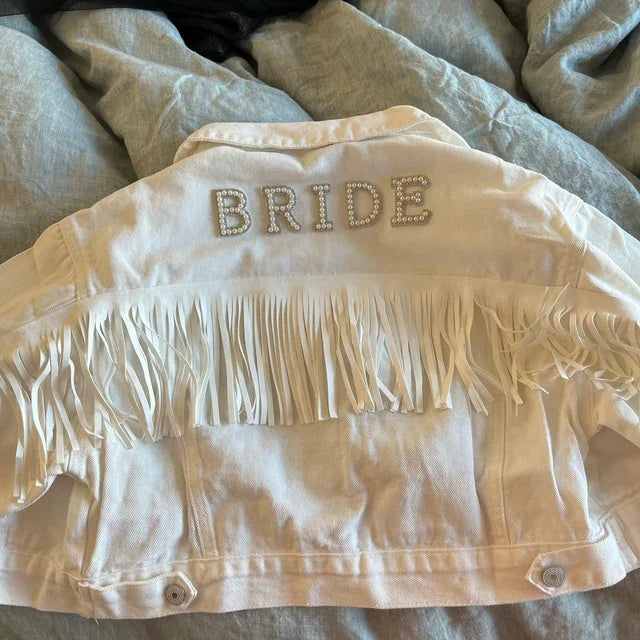 Personalised Pearl Denim Jacket for Bachelorette Party