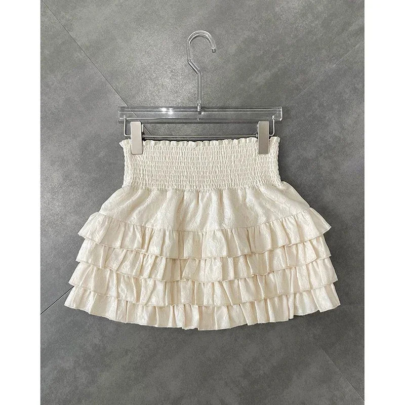 Women Ruffle High Waist Skirt