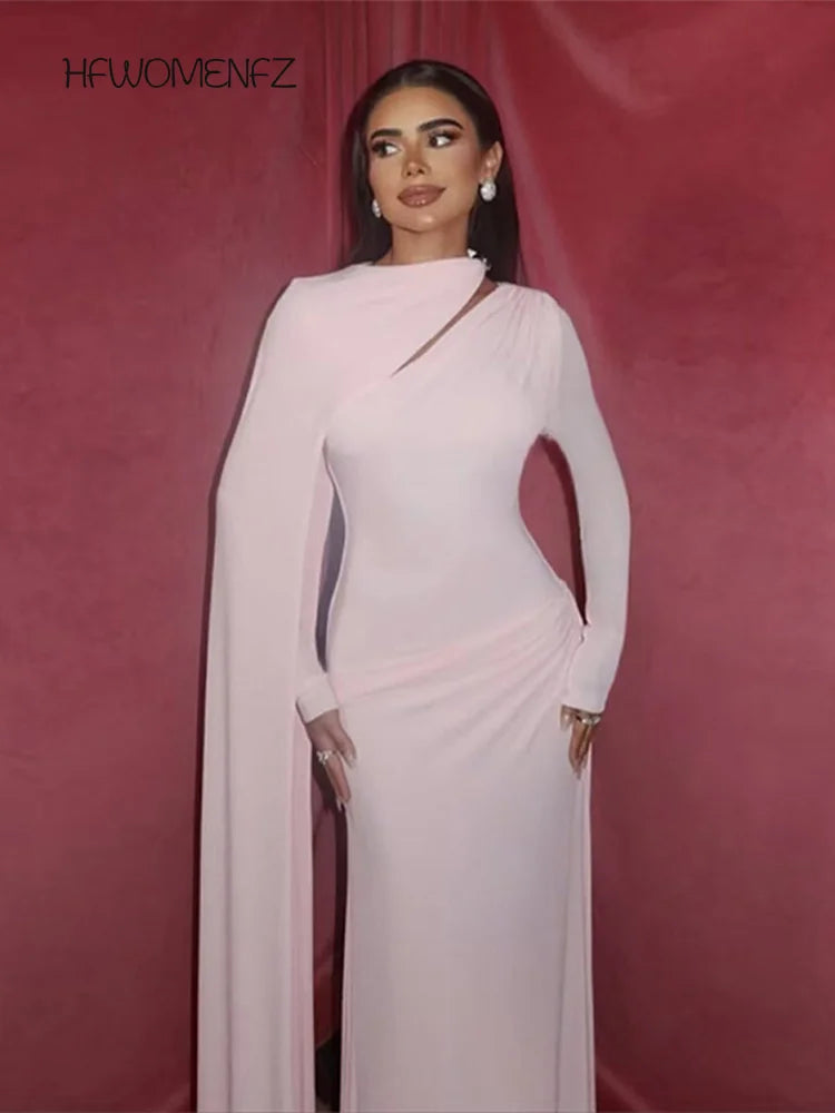 Women Pleated Ribbon Long Dress