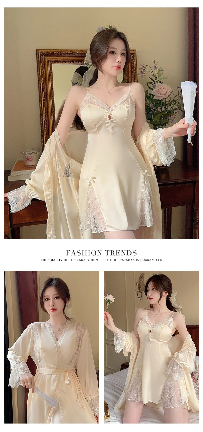 Women Lace Wedding Sleepwear Set