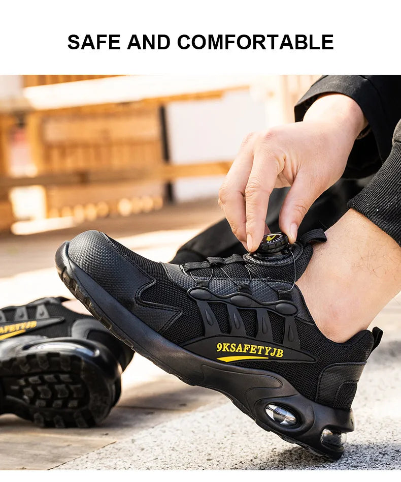 Men Air Cushion Steel Toe Safety Sneakers
