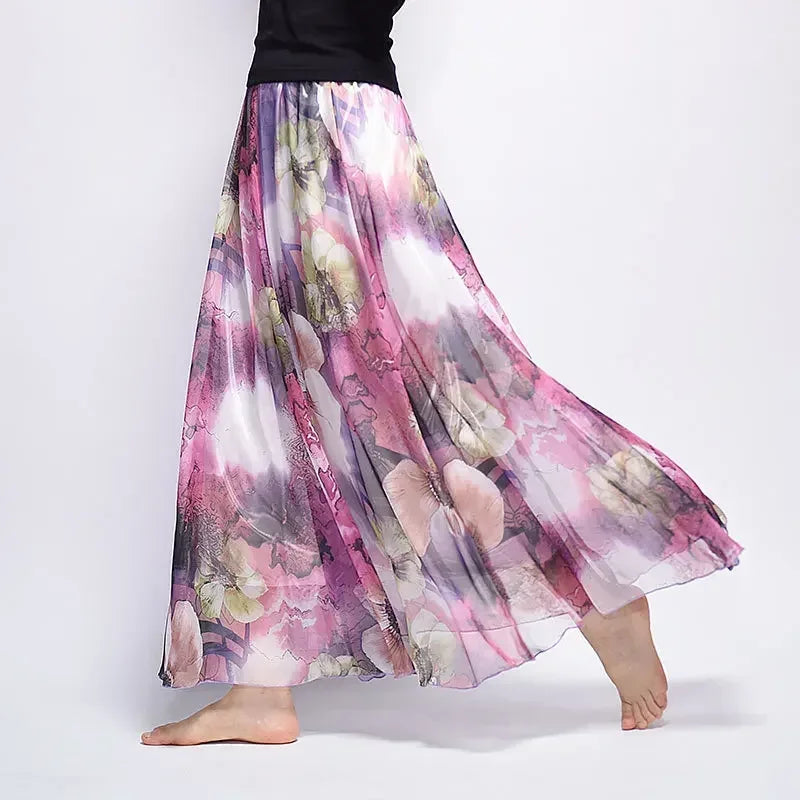 Women Boho Chiffon Long Skirt