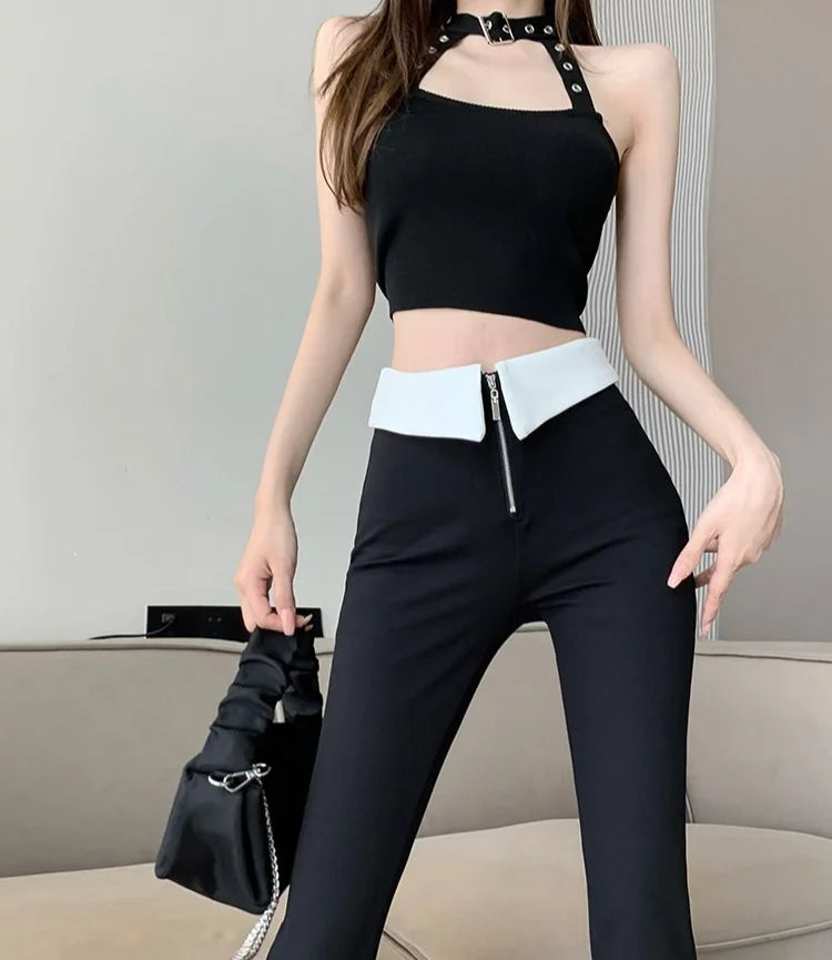Women Flare Zipper Leggings