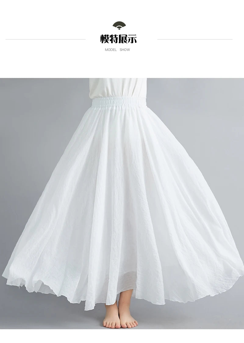 Women Linen Maxi Skirt