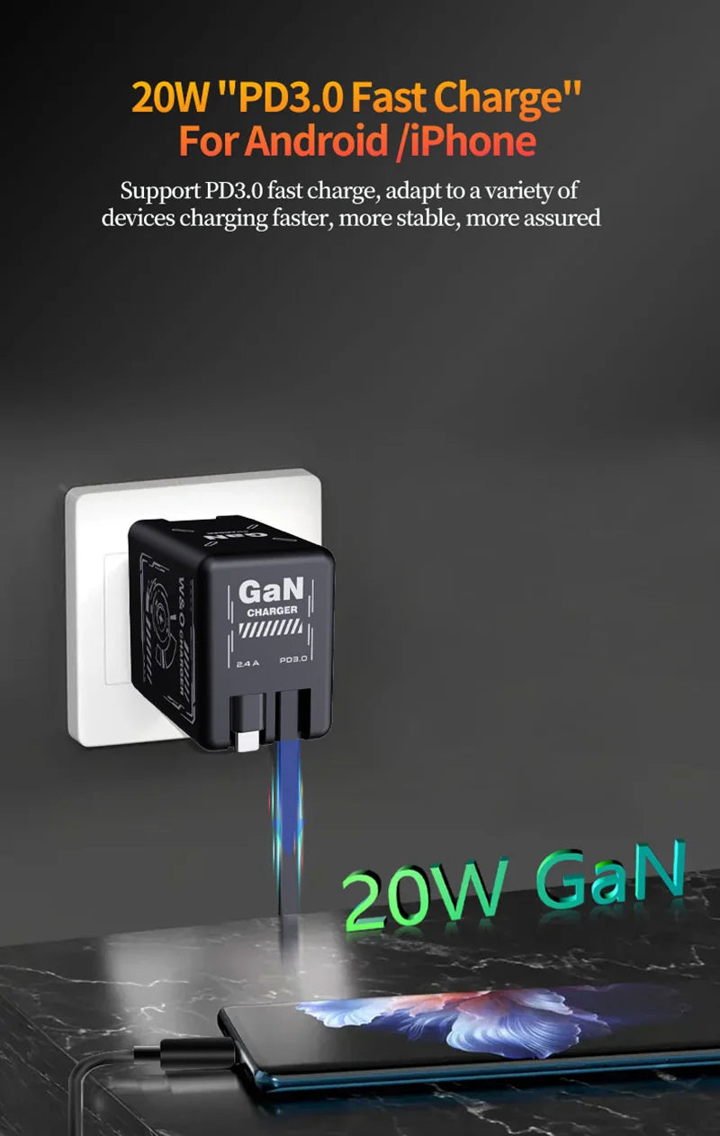 120W Fast Charger with Type-C & Lightning Cable