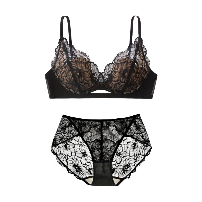 Women Wireless Lace Bra Set