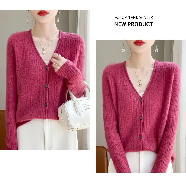 Women Merino Wool Cashmere Cardigan