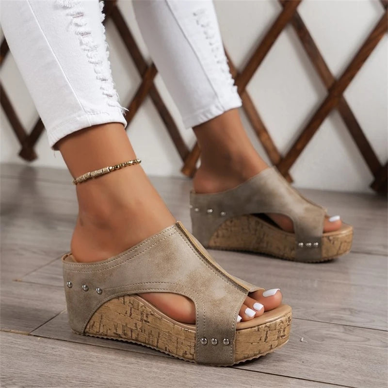 Women Elegant Wedge Sandals Casual Slides