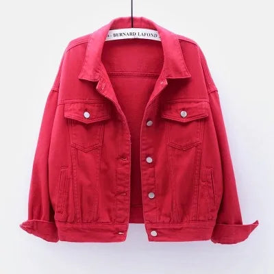 Women's Single Breasted Denim Lapel Jacket