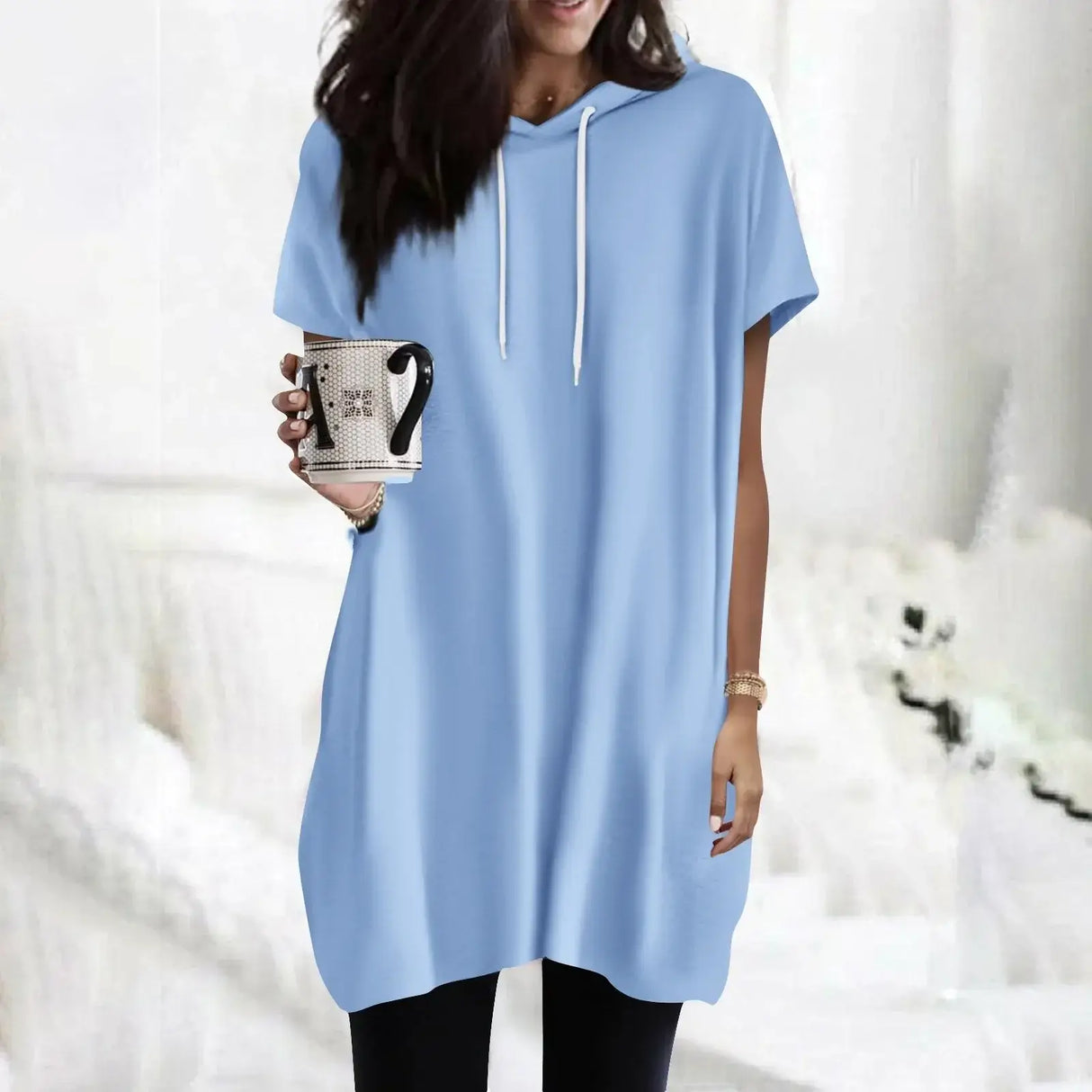 Women Oversized Short Sleeve Hoodie