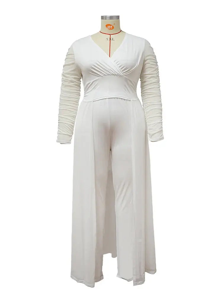 Women Mesh Lace Sleeve Pants Set