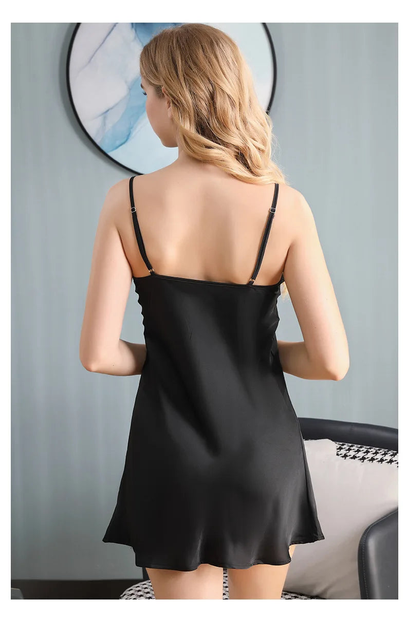 Women Deep V Silk Sleepwear