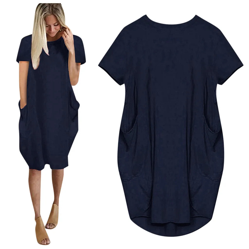 Women Casual Loose Cotton Dress