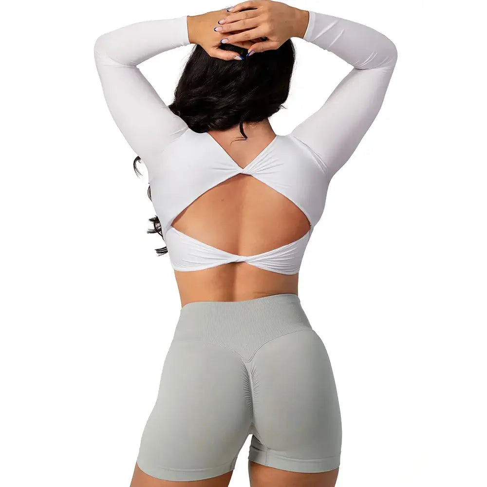 Women Open Back Long Sleeve Yoga Top