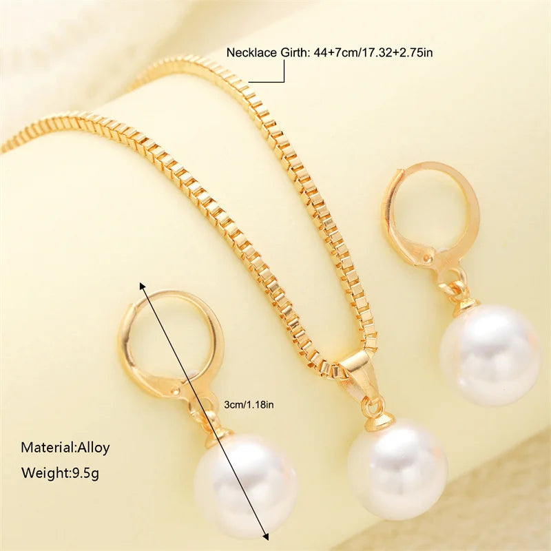 Women’s Round Pearl 3-Piece Jewelry Set