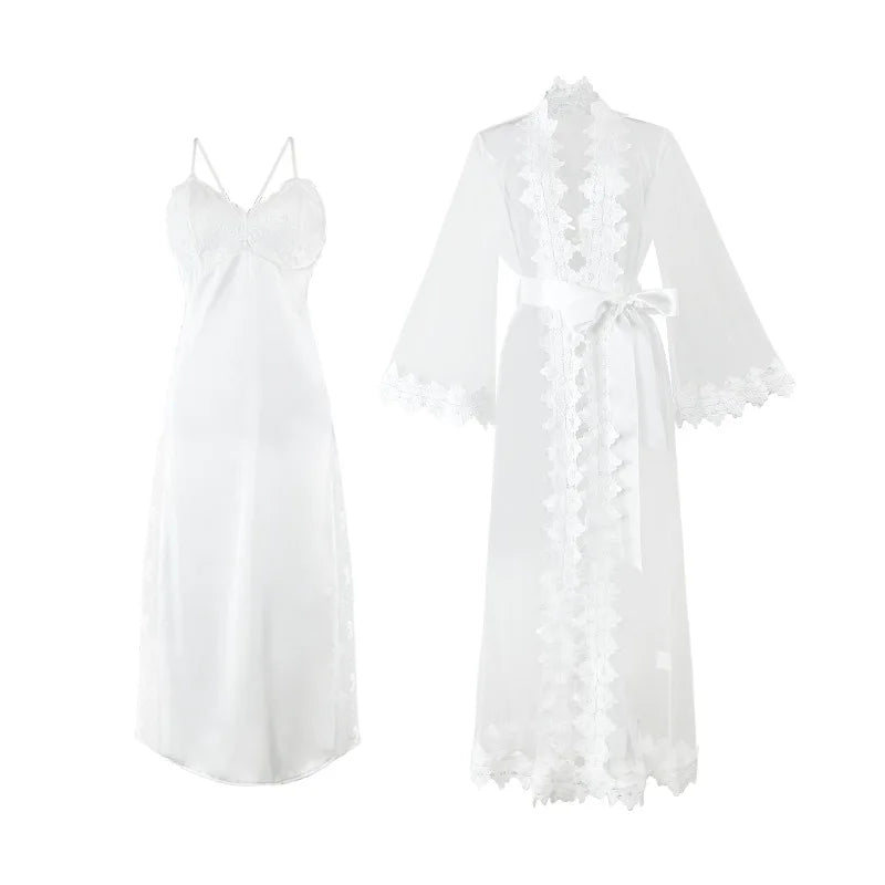 Women Lace Nightgown 3-Piece Set