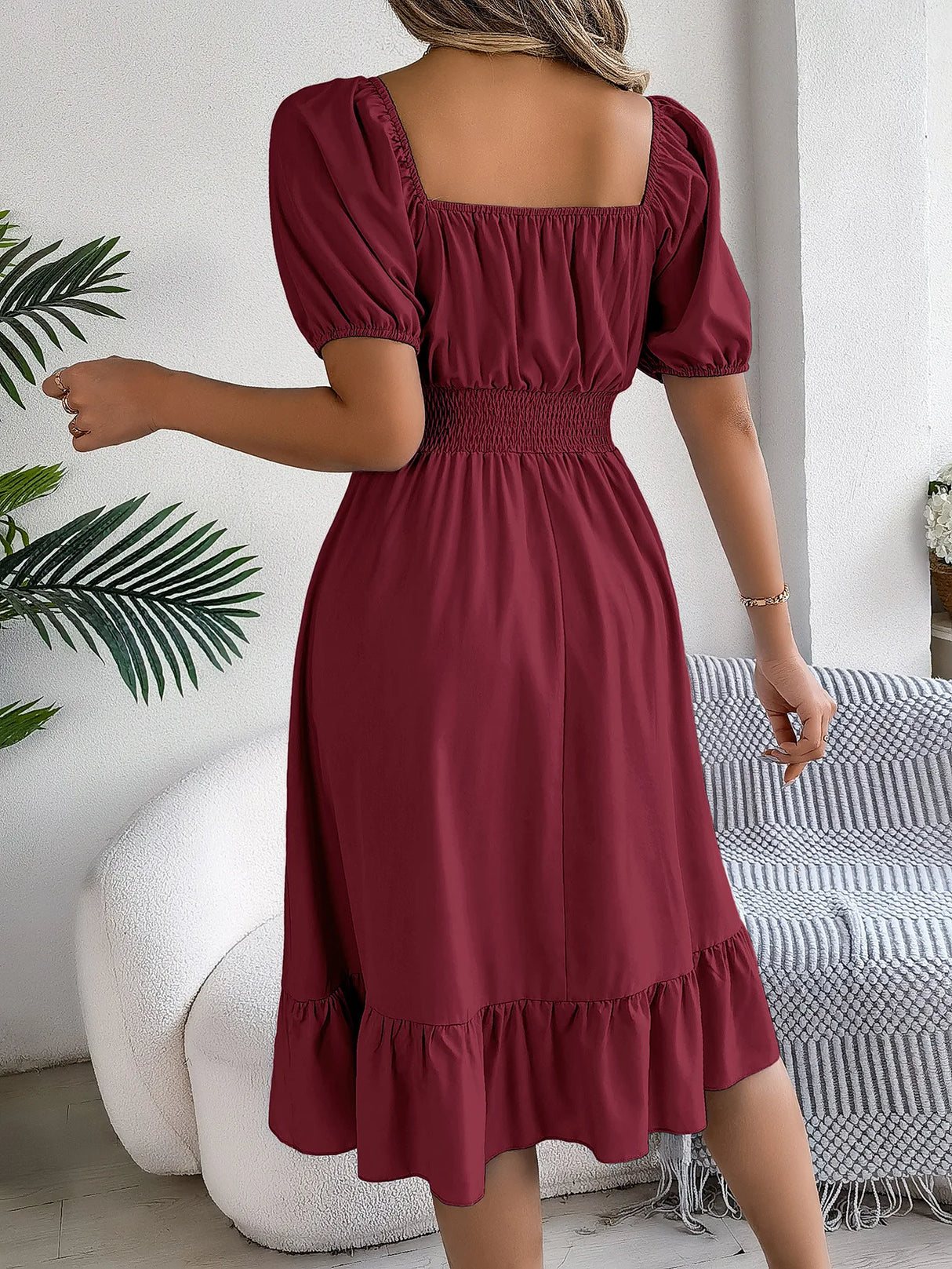 Women Square Neck Summer Dress