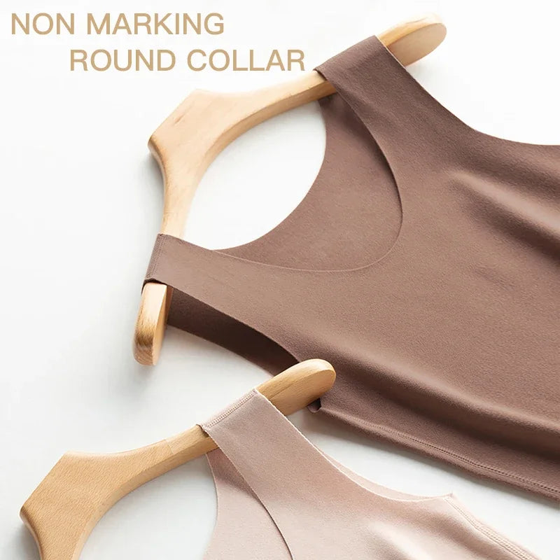 HeatHold™ Thermal Slim Inner Vest with non-marking round collar, ideal for winter layering and body shaping.