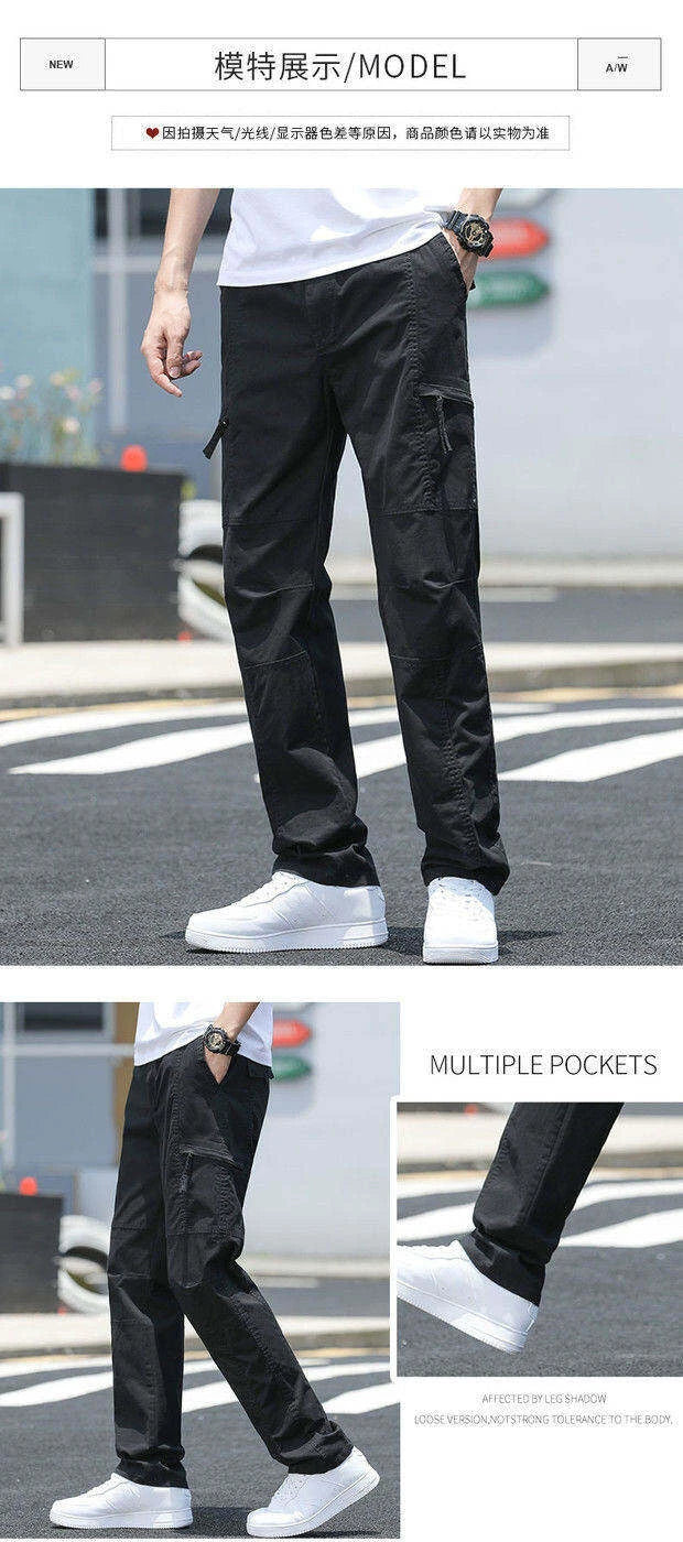 Men's Plus Size Cargo Pants – Black Cotton Joggers