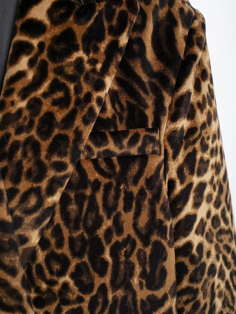 Velvra™ – Leopard Velvet Blazer Set (Luxury Print, Office to Evening Fashion)