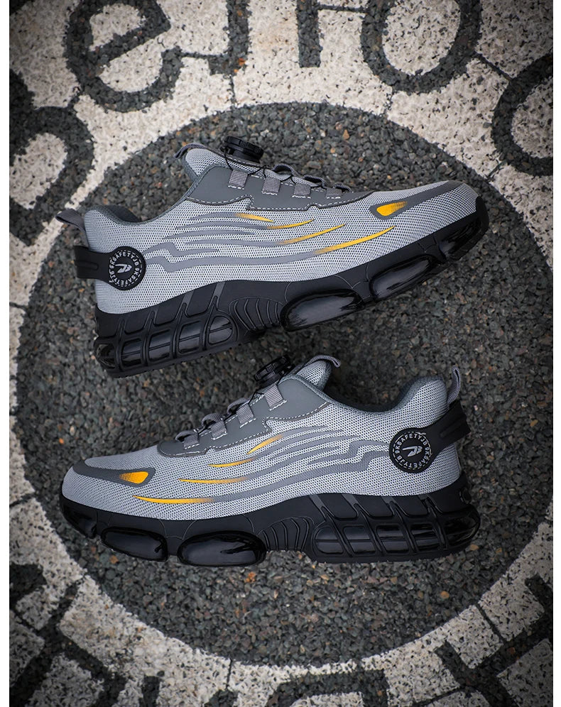 Men Rotating Button Steel Toe Safety Shoes