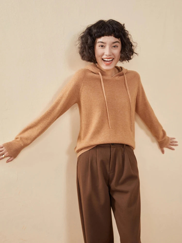 Women's 100% Cashmere Hooded Sweater
