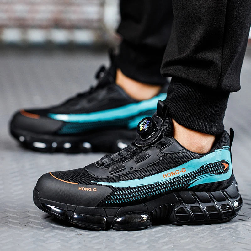 Men Rotary Buckle Steel Toe Safety Shoes