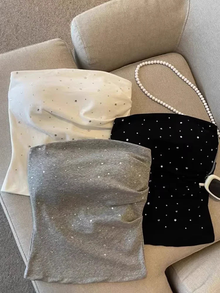Sparkling Rhinestone Backless Camisole Tank Top