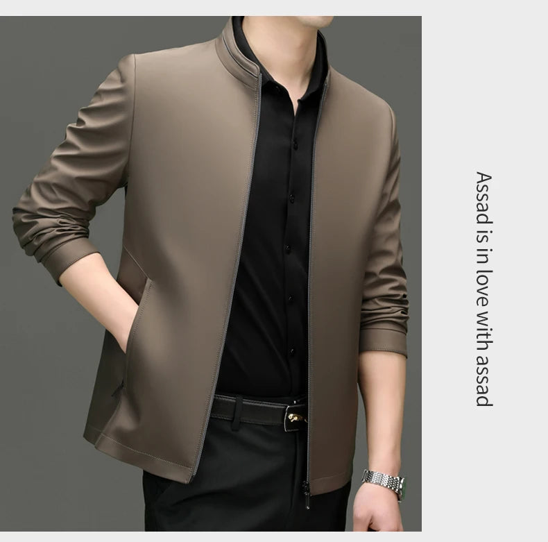 Men Stand Collar Zipper Jacket