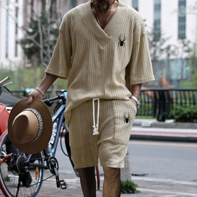 Men Jacquard Shorts Set