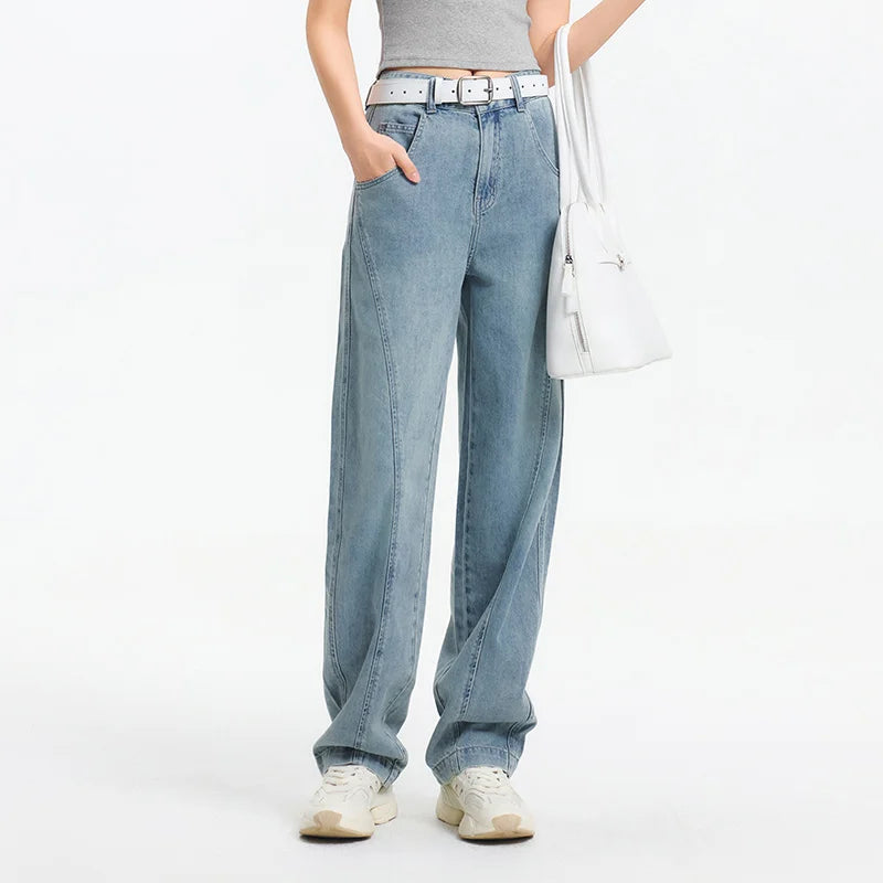 Women Curved Hem Loose Tapered Pants
