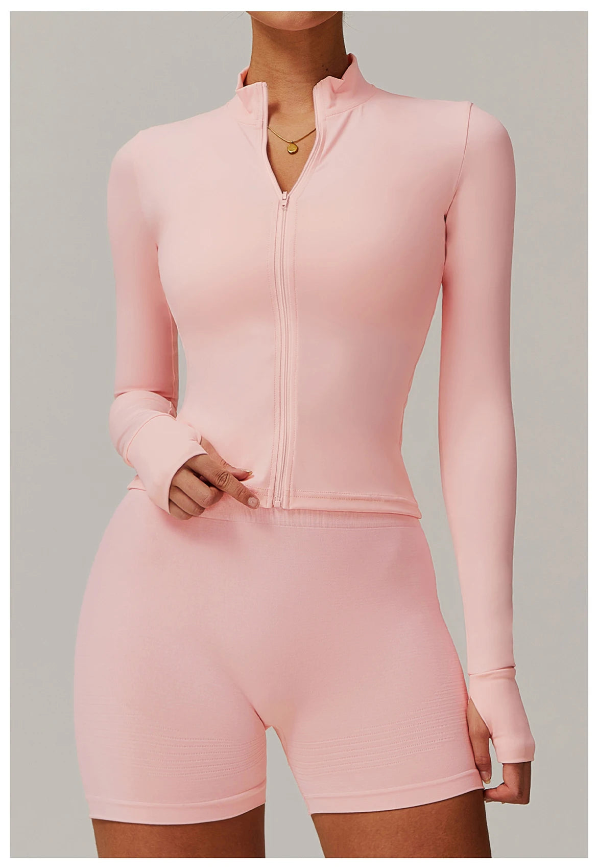 Women's Zip Long Sleeve Yoga Jacket – Slim Fit Gym Training Top