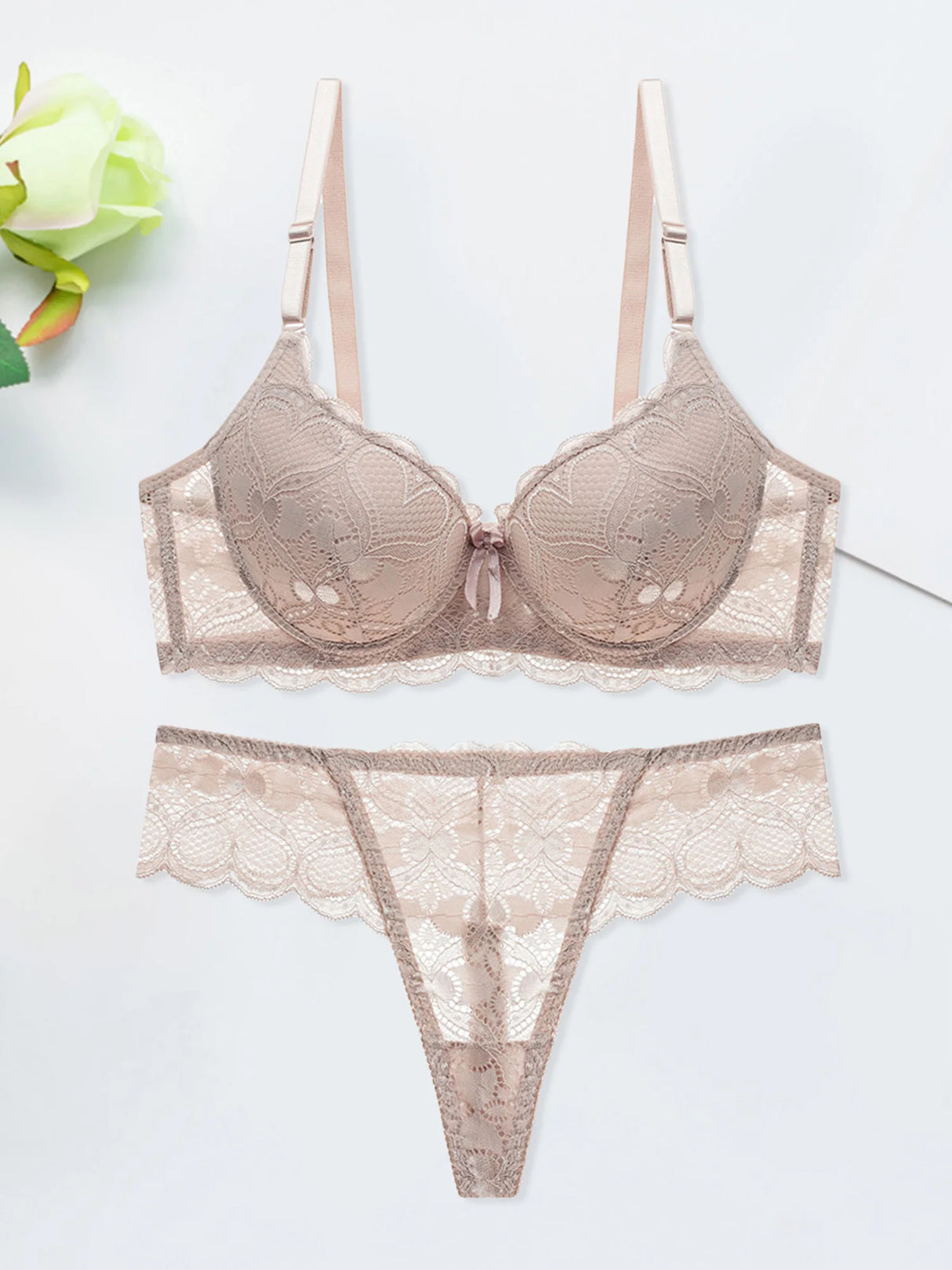 Women Floral Lace Garter Set