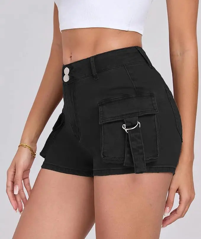 Women's Tight Cargo Denim Shorts