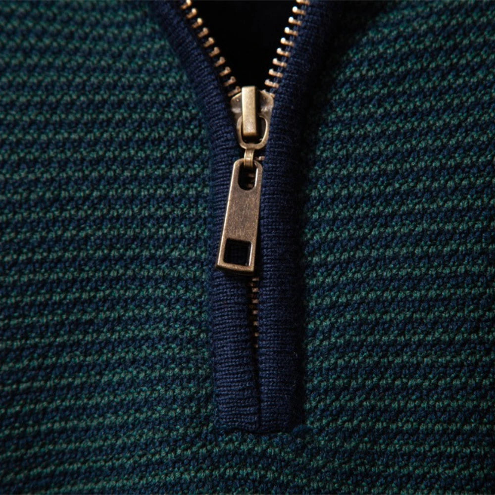 Men's Striped Cotton Turtleneck Sweater