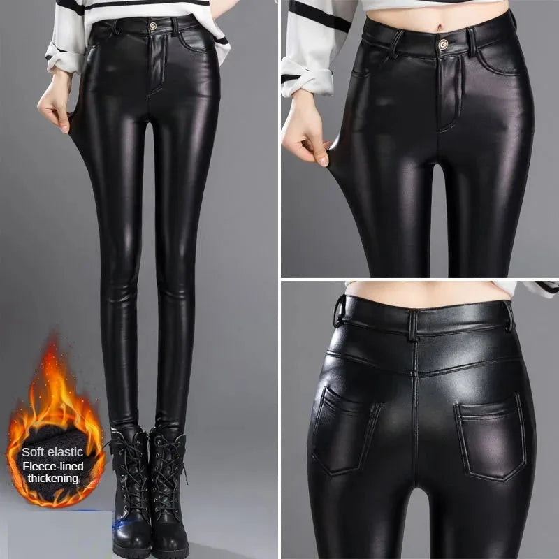 Women Winter Leather Leggings