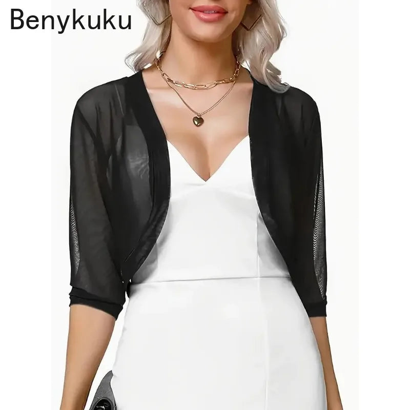 Vintage Mesh Bolero Shrug Cropped Jacket